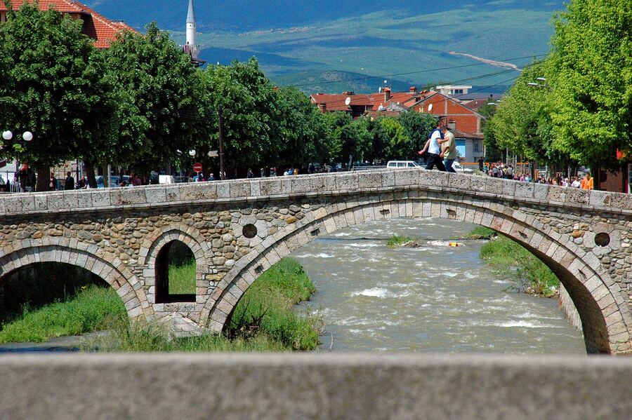 Old Stone Bridge over the river in Prizren, Kosovo